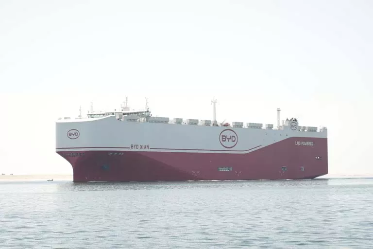 World’s Largest Car Carrier Sails Through Suez Canal