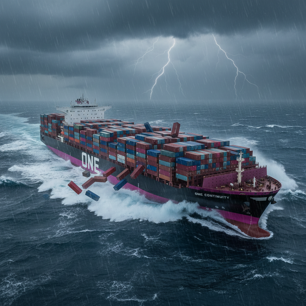 Severe Waves Cause the Loss of 45 Containers off the Canary Islands in the Atlantic Ocean