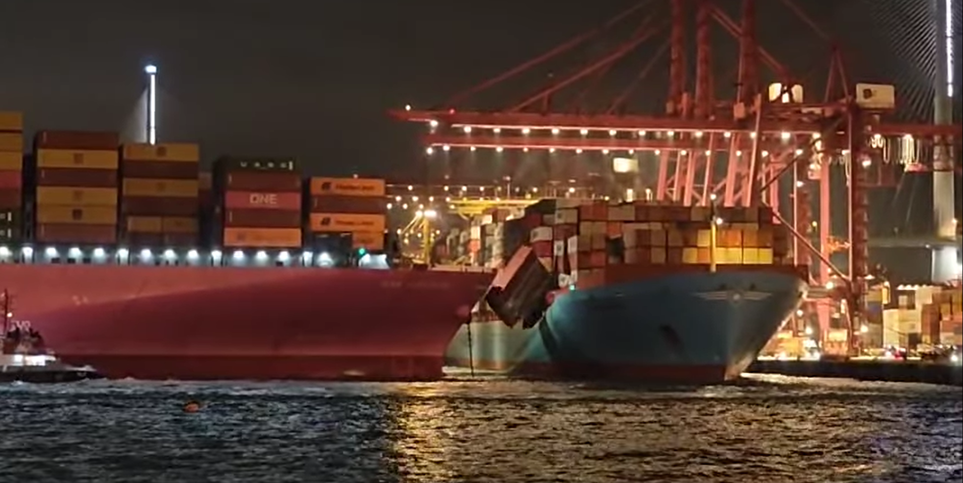 NYK-owned container ship operating for ONE collided with a Maersk vessel