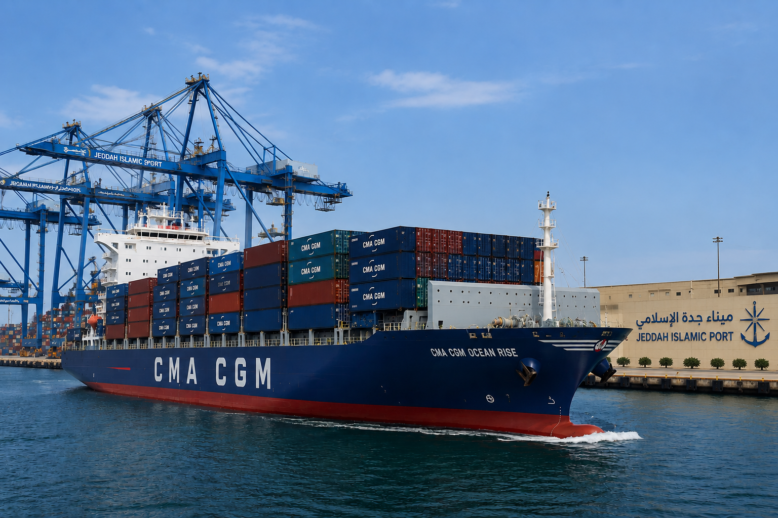 Mawani Adds CMA CGM's Ocean Rise Express Service to Jeddah, Connecting Asia via Suez Canal